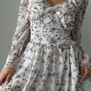 FIREFLY Floral Tie-wrap Doll Collar Mini Dress