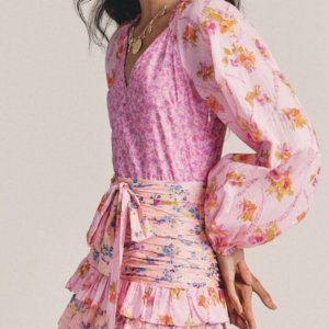 BABYDOLL Ruffle skirt peplum long sleeve dress