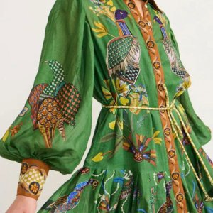 PEACOCK Printed long shirt dress